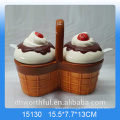 Icecream design ceramic sugar pot and milk jug